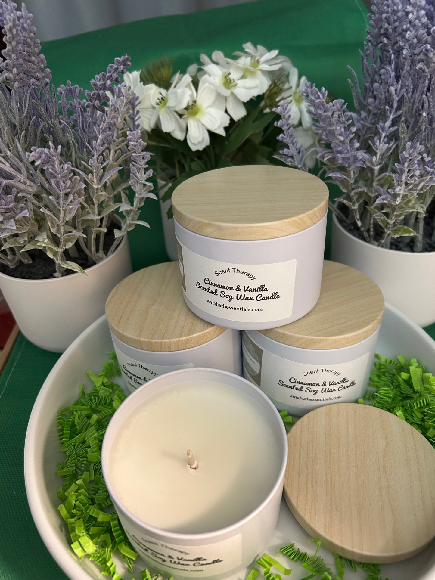 Cinnamon and Vanilla Scented Soy Wax Candle